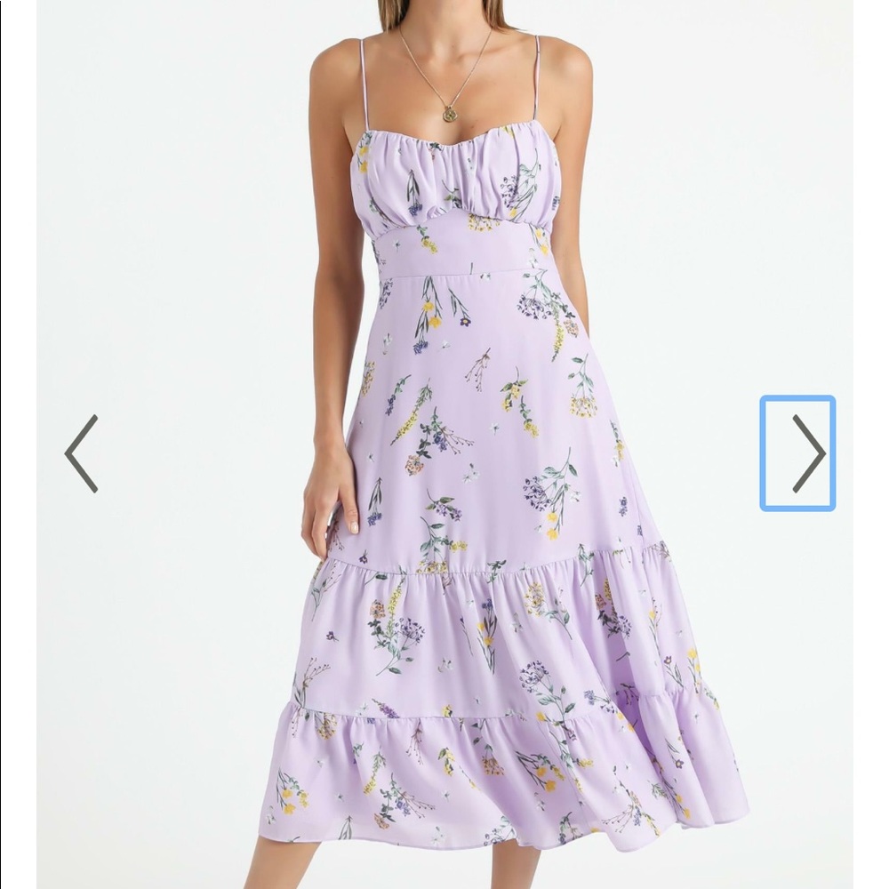 Showpo Lilac Floral Tiered Midi Dress